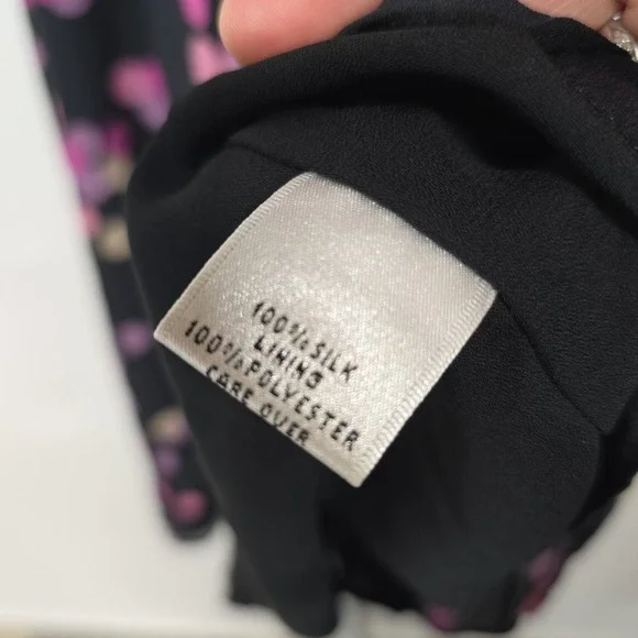 Vintage‎ DEPECHE MODE Yves Cossette Black Pink Polka Dot Silk Wrap Dress Size 6 - Picture 4 of 9